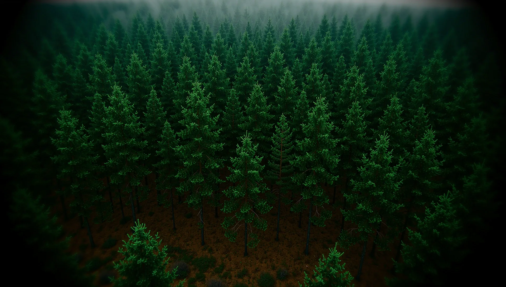 Deep forest overhead representing profound nature